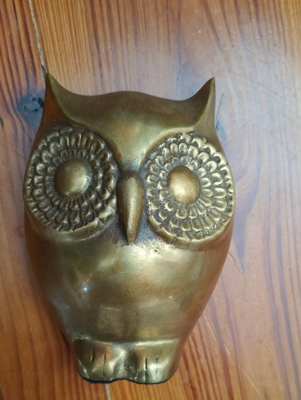 Brass Owl Figurine - Gold Decorative Accent